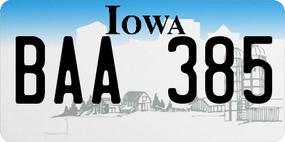 IA license plate BAA385