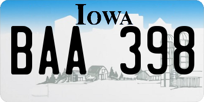 IA license plate BAA398