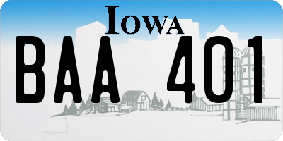 IA license plate BAA401