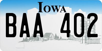 IA license plate BAA402