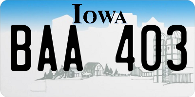 IA license plate BAA403