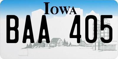 IA license plate BAA405