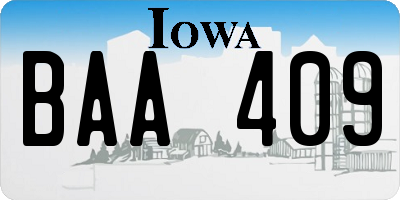 IA license plate BAA409