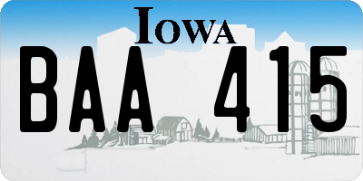 IA license plate BAA415