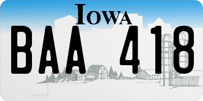 IA license plate BAA418