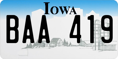 IA license plate BAA419