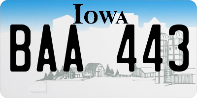 IA license plate BAA443