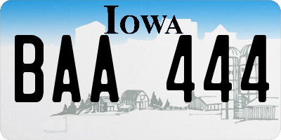 IA license plate BAA444
