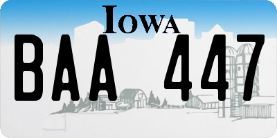 IA license plate BAA447