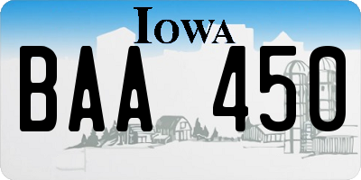 IA license plate BAA450