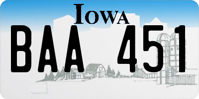 IA license plate BAA451