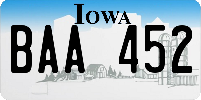IA license plate BAA452