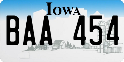 IA license plate BAA454