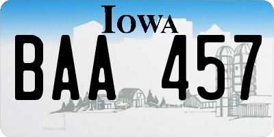 IA license plate BAA457
