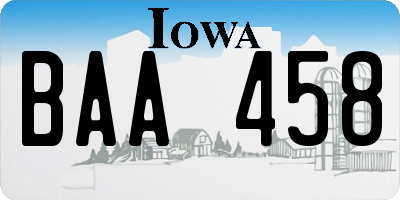 IA license plate BAA458