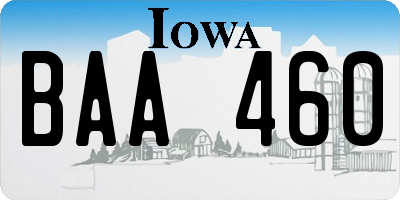 IA license plate BAA460