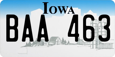IA license plate BAA463