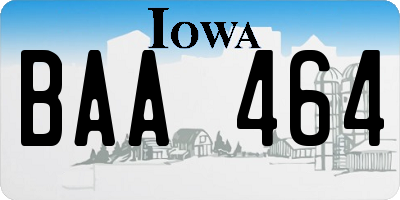 IA license plate BAA464