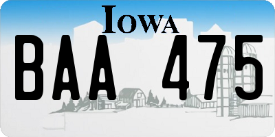 IA license plate BAA475