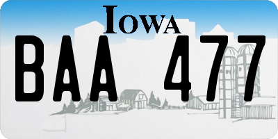 IA license plate BAA477