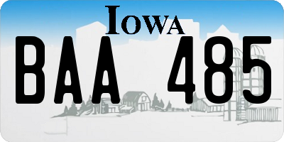 IA license plate BAA485