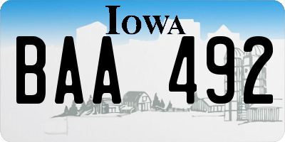 IA license plate BAA492
