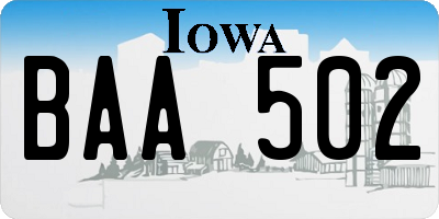 IA license plate BAA502