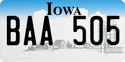 IA license plate BAA505