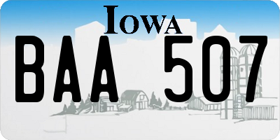 IA license plate BAA507
