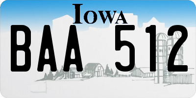 IA license plate BAA512