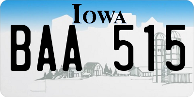 IA license plate BAA515
