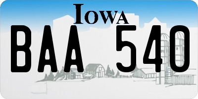 IA license plate BAA540