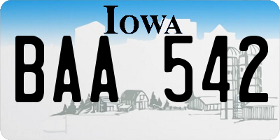 IA license plate BAA542