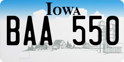 IA license plate BAA550
