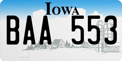 IA license plate BAA553