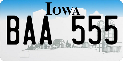 IA license plate BAA555