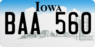 IA license plate BAA560