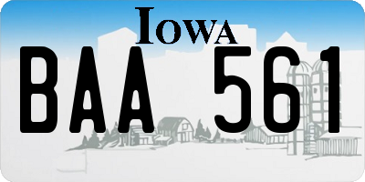 IA license plate BAA561