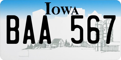 IA license plate BAA567