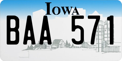 IA license plate BAA571
