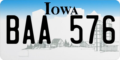 IA license plate BAA576