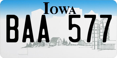 IA license plate BAA577