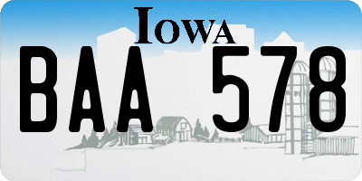 IA license plate BAA578