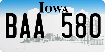 IA license plate BAA580