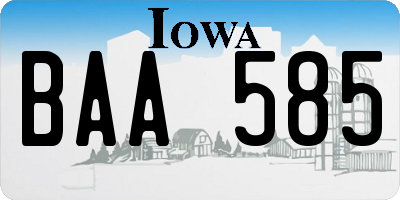 IA license plate BAA585