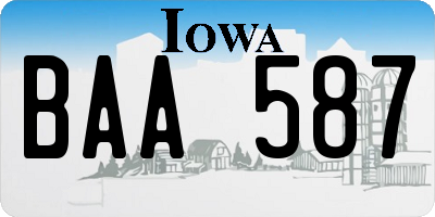 IA license plate BAA587