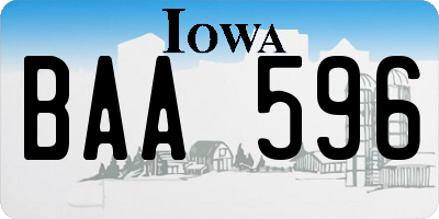 IA license plate BAA596