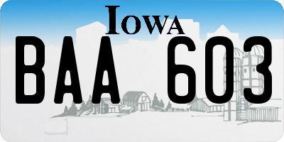 IA license plate BAA603