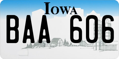 IA license plate BAA606