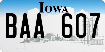 IA license plate BAA607